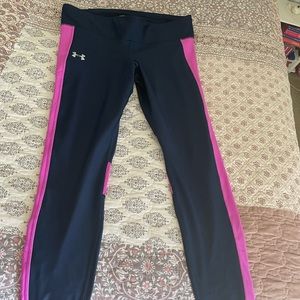 UNDER ARMOUR Woman's Heatgear Compression Leggings NAVY/PINK New, no tag